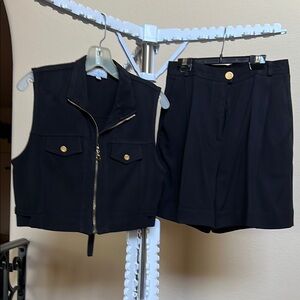 Stylish Black Women's Vest and Shorts Set
